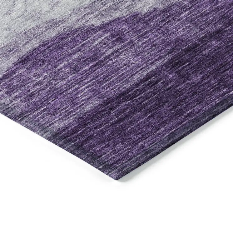 8' Lavender And Purple Round Abstract Washable Indoor Outdoor Area Rug