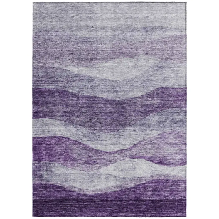 8' X 10' Lavender And Purple Abstract Washable Indoor Outdoor Area Rug