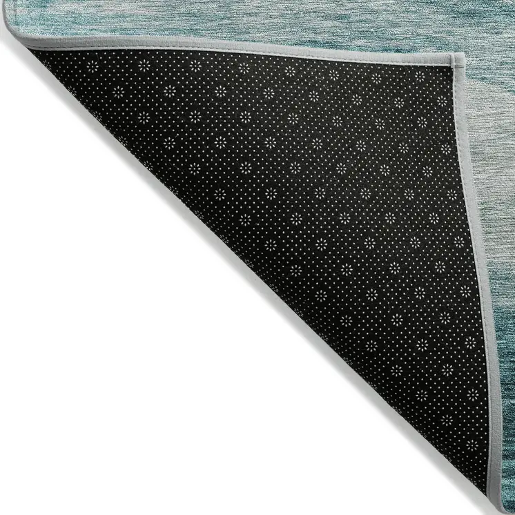 10' X 14' Teal Blue And Aqua Abstract Washable Indoor Outdoor Area Rug