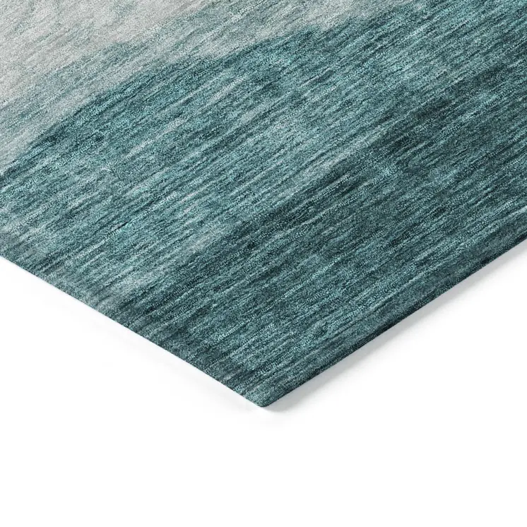 10' X 14' Teal Blue And Aqua Abstract Washable Indoor Outdoor Area Rug