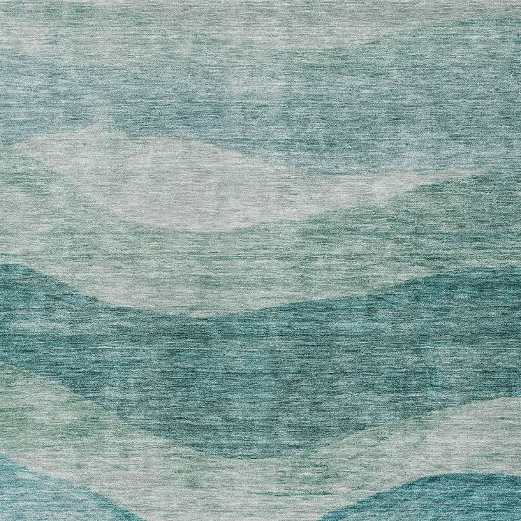 10' X 14' Teal Blue And Aqua Abstract Washable Indoor Outdoor Area Rug