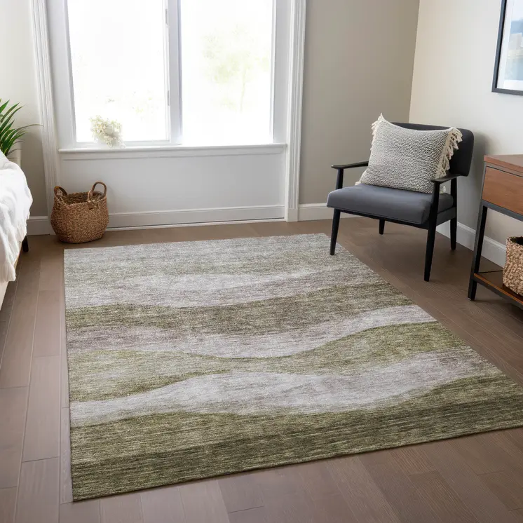 3' X 5' Taupe And Beige Abstract Washable Indoor Outdoor Area Rug
