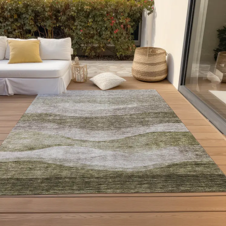 3' X 5' Taupe And Beige Abstract Washable Indoor Outdoor Area Rug