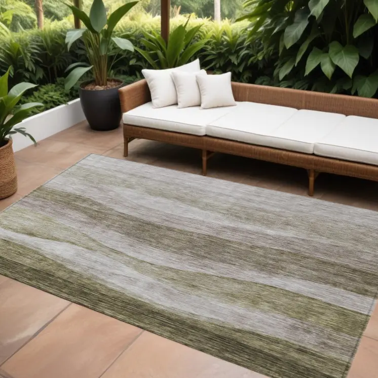 8' X 10' Taupe And Beige Abstract Washable Indoor Outdoor Area Rug