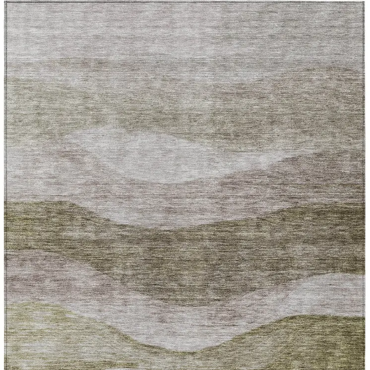 9' X 12' Taupe And Beige Abstract Washable Indoor Outdoor Area Rug