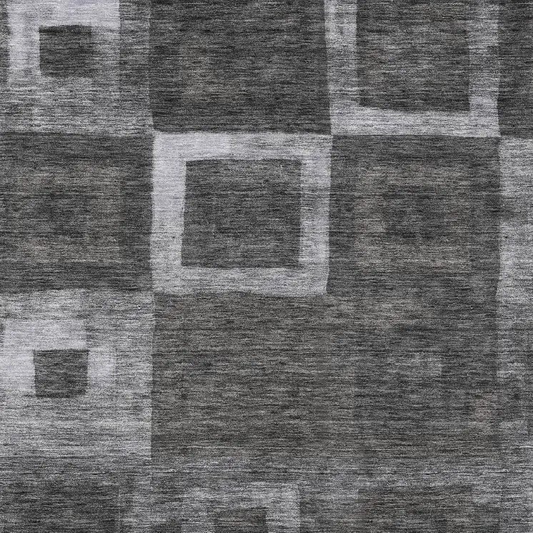 3' X 5' Black And Gray Geometric Washable Indoor Outdoor Area Rug