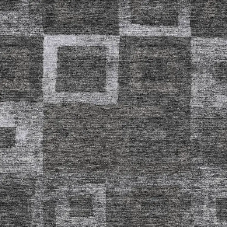 5' X 8' Black And Gray Geometric Washable Indoor Outdoor Area Rug