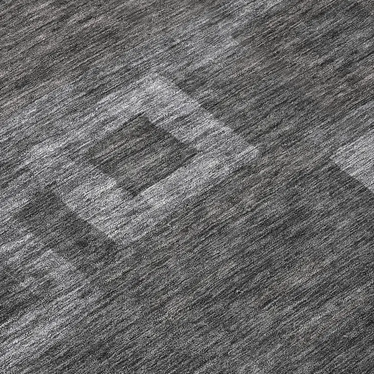 8' Black And Gray Round Geometric Washable Indoor Outdoor Area Rug
