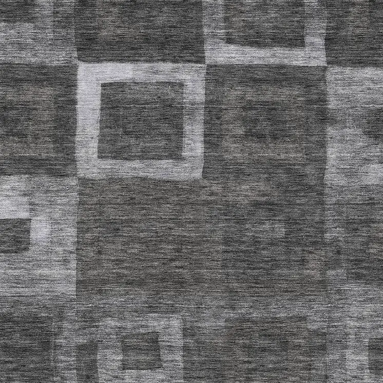 8' X 10' Black And Gray Geometric Washable Indoor Outdoor Area Rug