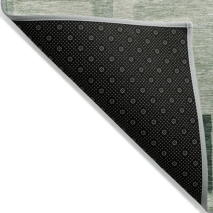 9' X 12' Green And Ivory Geometric Washable Indoor Outdoor Area Rug