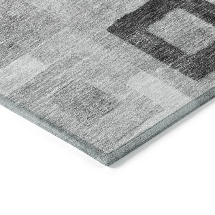 5' X 8' Gray And Charcoal Geometric Washable Indoor Outdoor Area Rug