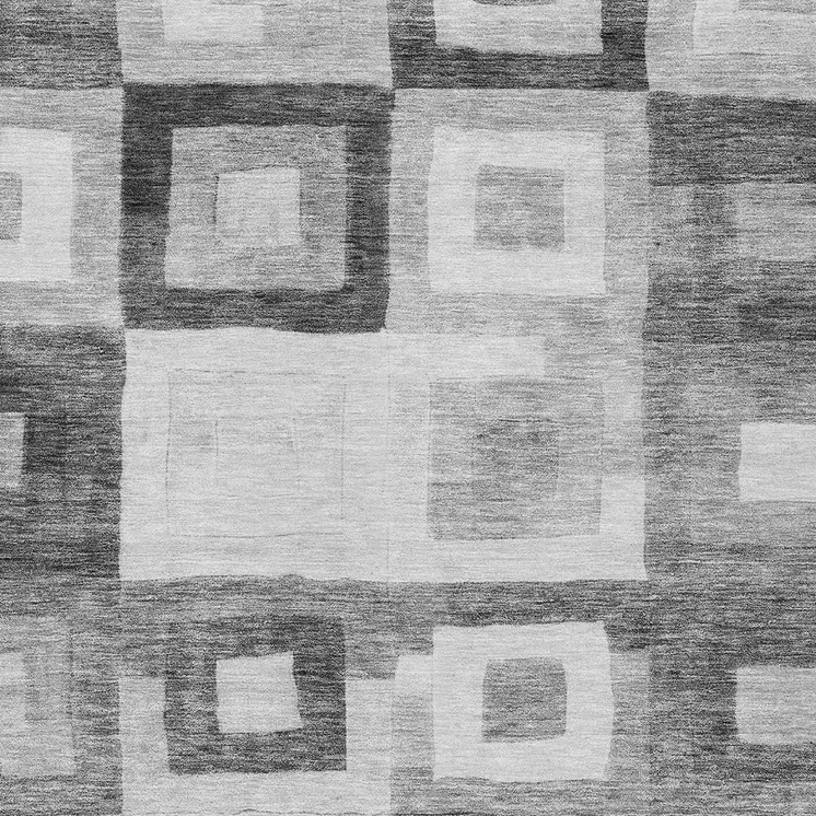 8' X 10' Gray And Charcoal Geometric Washable Indoor Outdoor Area Rug