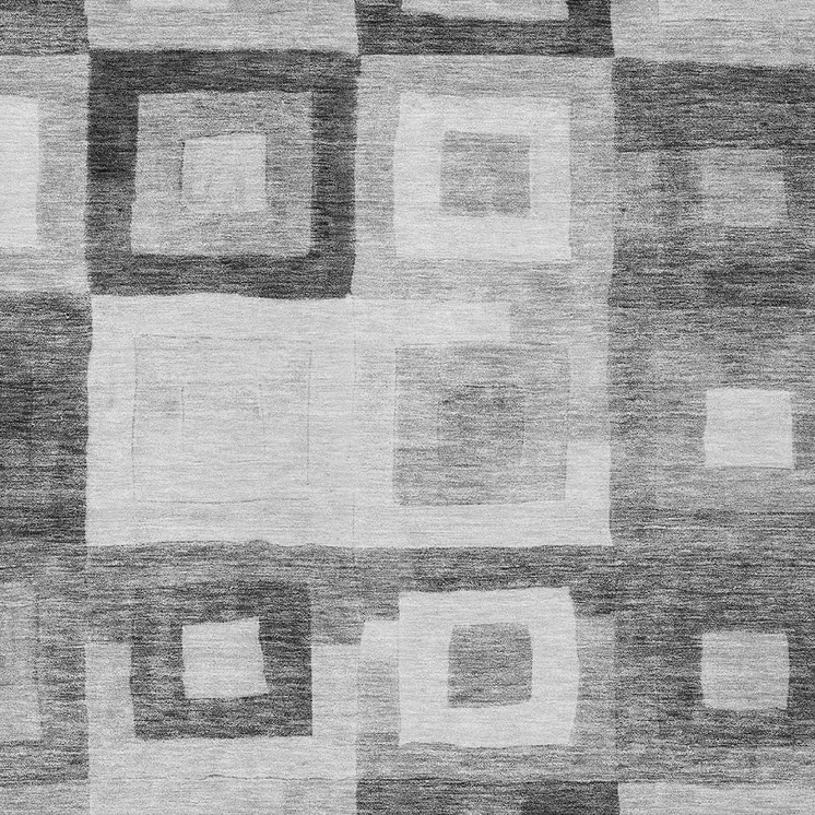 9' X 12' Gray And Charcoal Geometric Washable Indoor Outdoor Area Rug