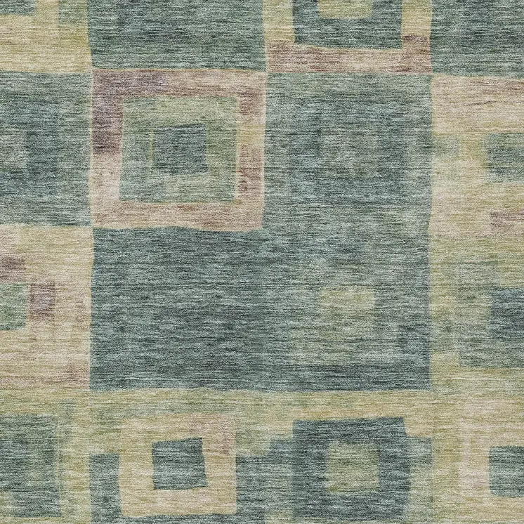 3' X 5' Sage And Gray Geometric Washable Indoor Outdoor Area Rug
