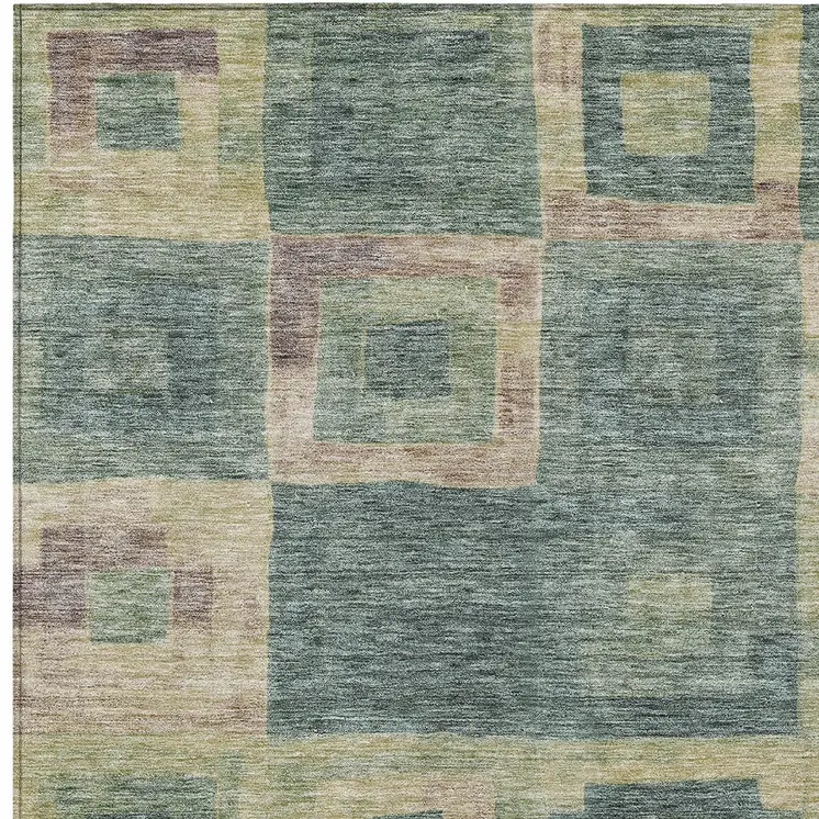 8' X 10' Sage And Gray Geometric Washable Indoor Outdoor Area Rug