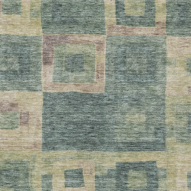10' X 14' Sage And Gray Geometric Washable Indoor Outdoor Area Rug