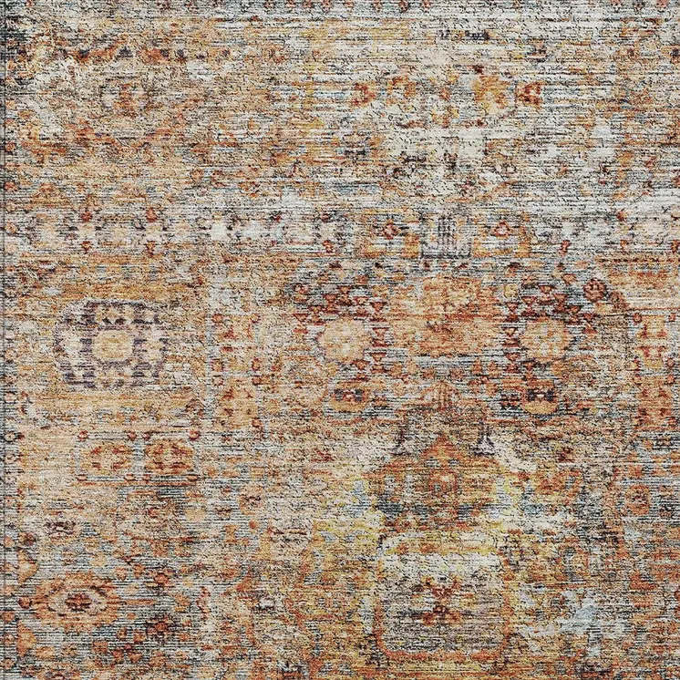 8' X 10' Coral Terra Cotta And Beige Floral Washable Indoor Outdoor Area Rug