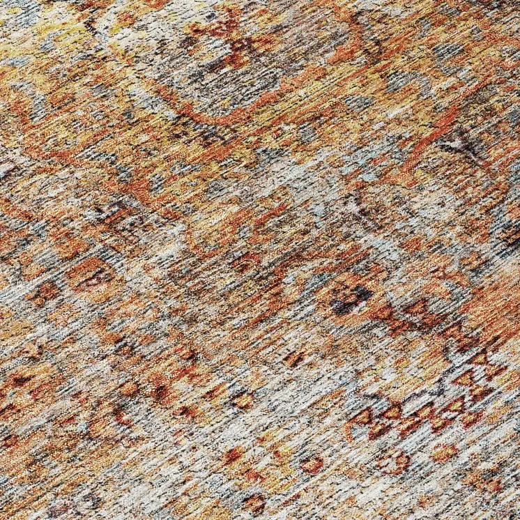 10' X 14' Coral Terra Cotta And Beige Floral Washable Indoor Outdoor Area Rug