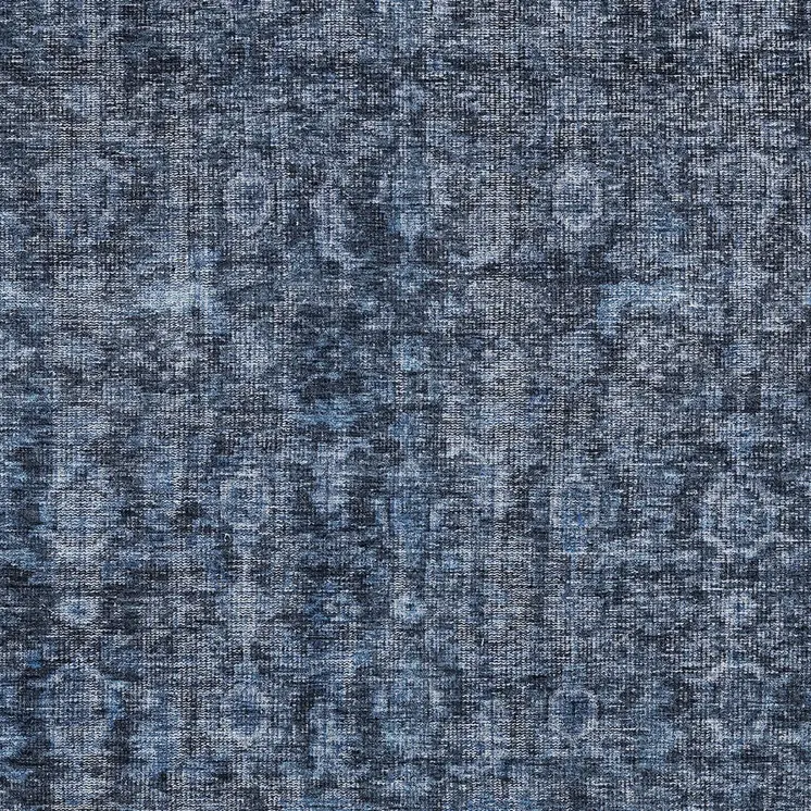 3' X 5' Blue And Black Damask Washable Indoor Outdoor Area Rug