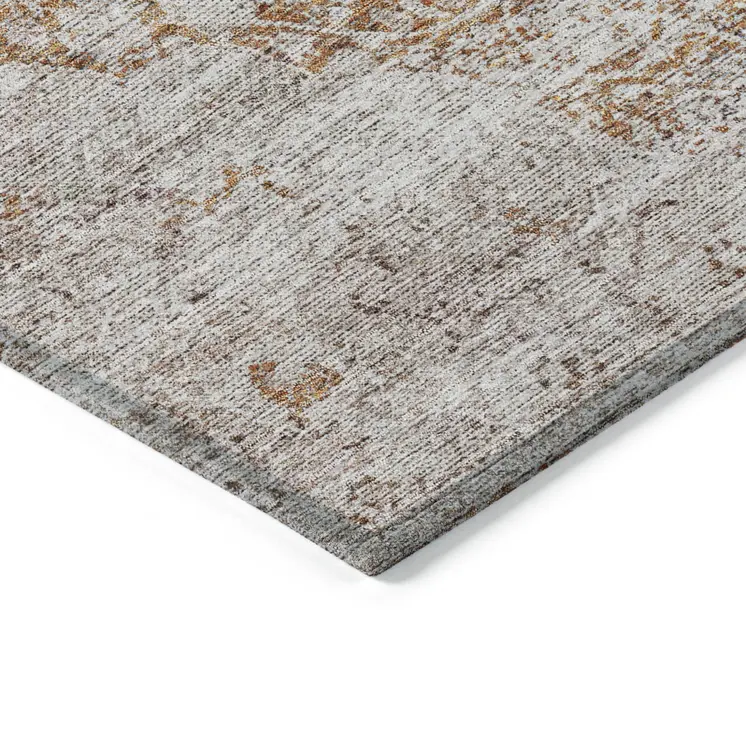 3' X 5' Copper And Beige Oriental Washable Indoor Outdoor Area Rug