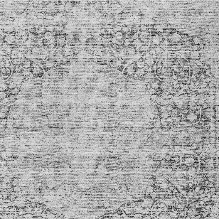8' X 10' Gray And Ivory Oriental Washable Indoor Outdoor Area Rug