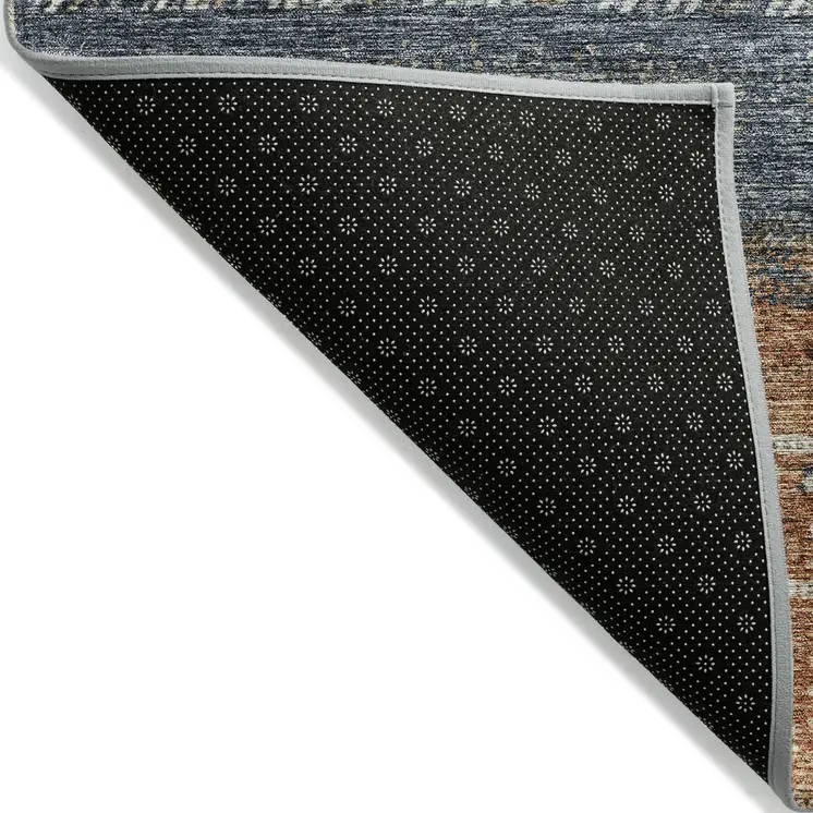 3' X 5' Brown Blue And Beige Southwestern Washable Indoor Outdoor Area Rug