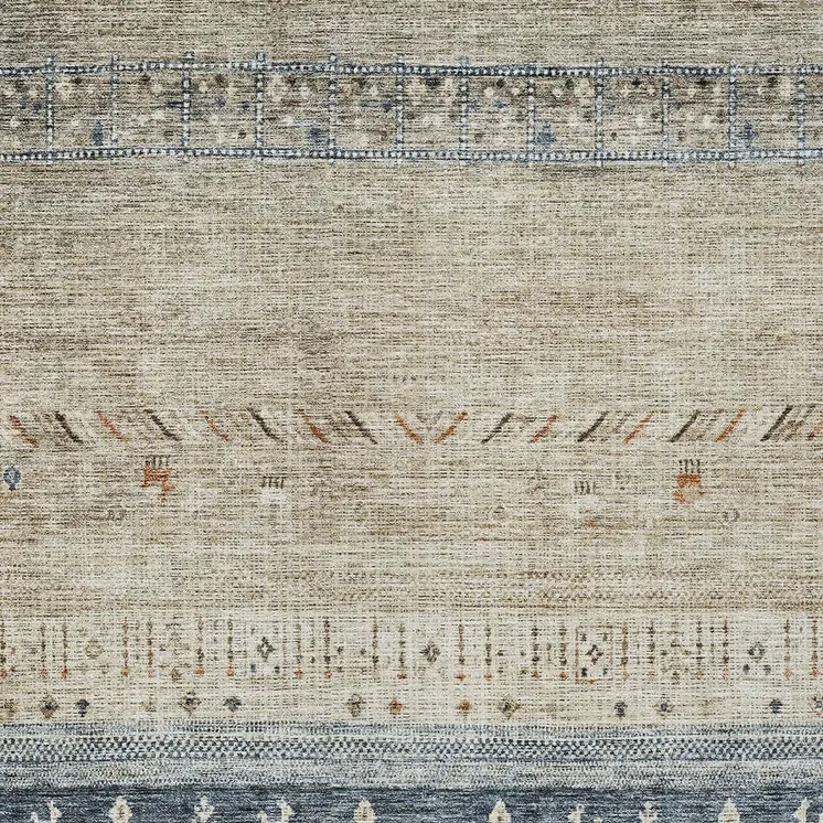 5' X 8' Brown Blue And Beige Southwestern Washable Indoor Outdoor Area Rug