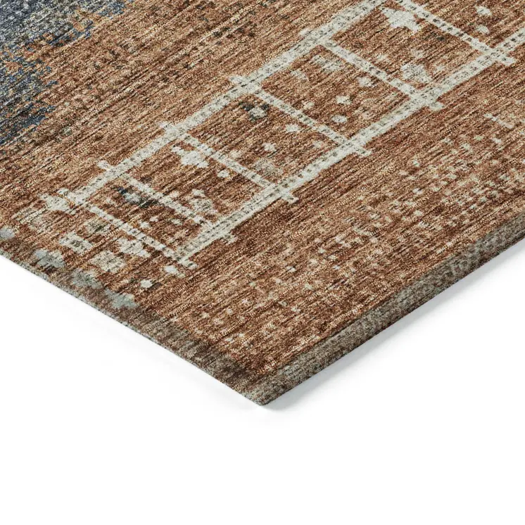9' X 12' Brown Blue And Beige Southwestern Washable Indoor Outdoor Area Rug