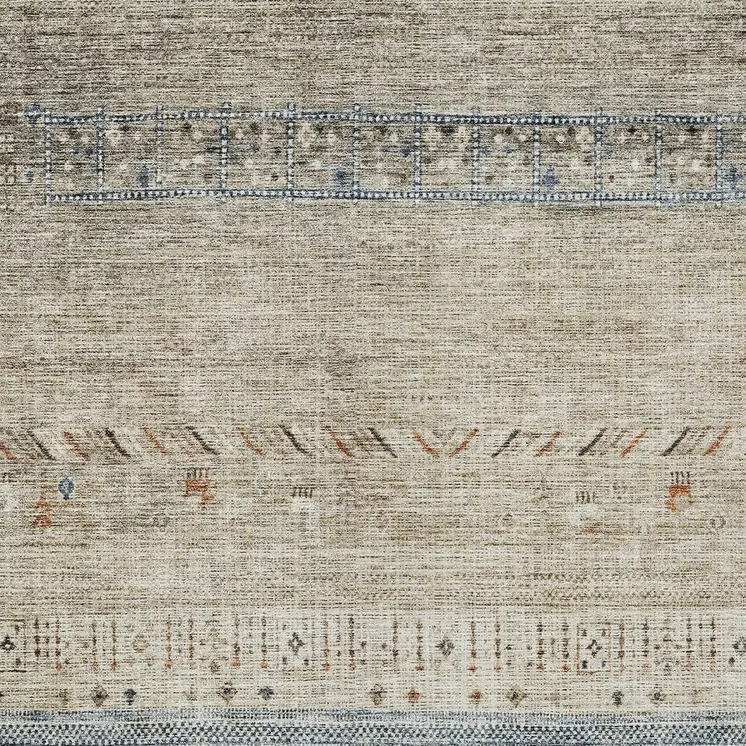 10' X 14' Brown Blue And Beige Southwestern Washable Indoor Outdoor Area Rug