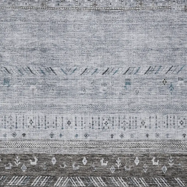 10' X 14' Blue Gray And Charcoal Southwestern Washable Indoor Outdoor Area Rug
