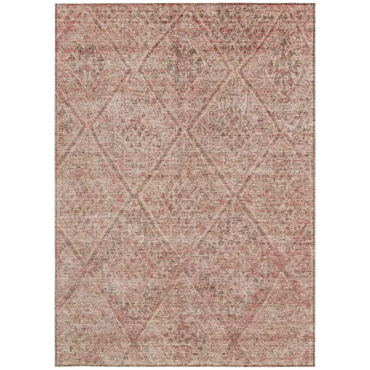 3' X 5' Pink And Brown Moroccan Washable Indoor Outdoor Area Rug