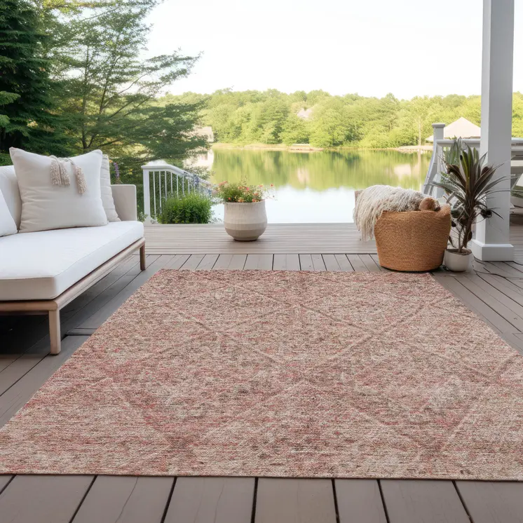 3' X 5' Pink And Brown Moroccan Washable Indoor Outdoor Area Rug
