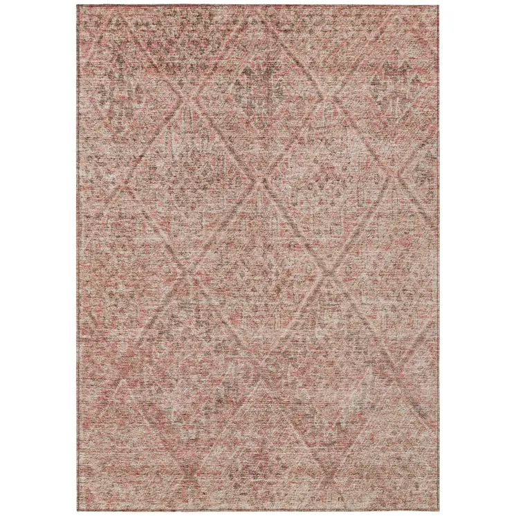 3' X 5' Pink And Brown Moroccan Washable Indoor Outdoor Area Rug