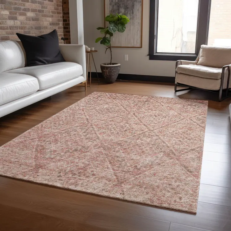 3' X 5' Pink And Brown Moroccan Washable Indoor Outdoor Area Rug