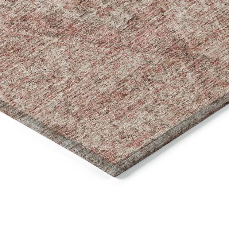 8' Pink And Brown Round Moroccan Washable Indoor Outdoor Area Rug