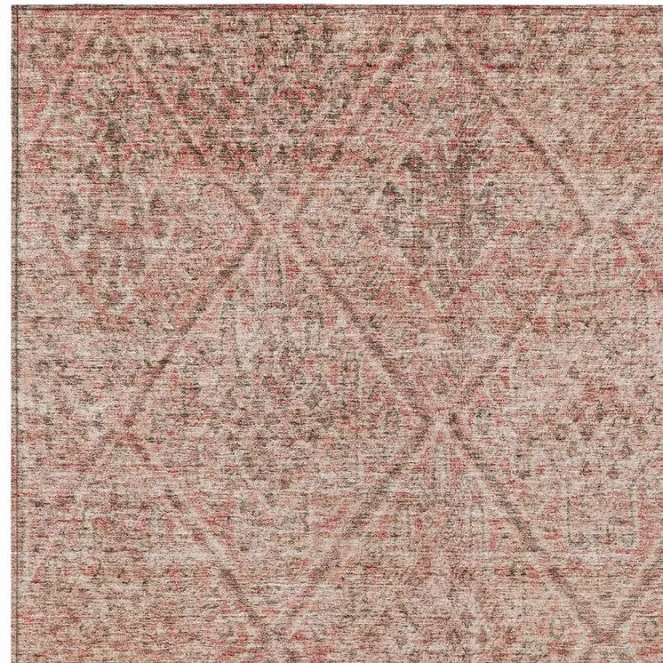 8' X 10' Pink And Brown Moroccan Washable Indoor Outdoor Area Rug