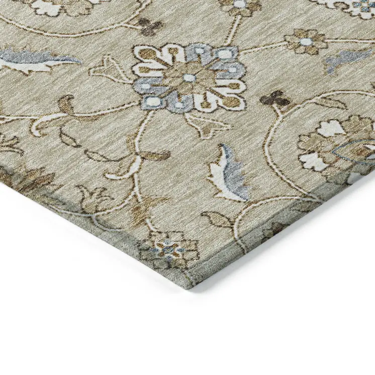 3' X 5' Beige Blue And Brown Moroccan Washable Indoor Outdoor Area Rug