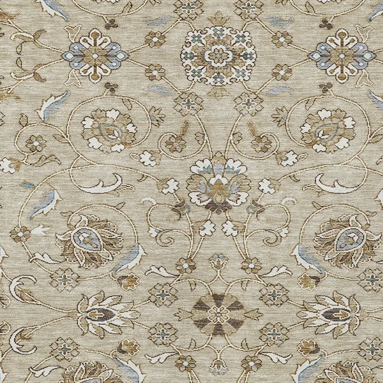 3' X 5' Beige Blue And Brown Moroccan Washable Indoor Outdoor Area Rug