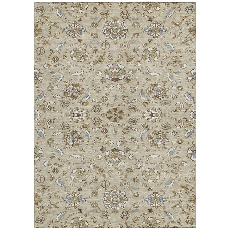8' X 10' Beige Blue And Brown Moroccan Washable Indoor Outdoor Area Rug