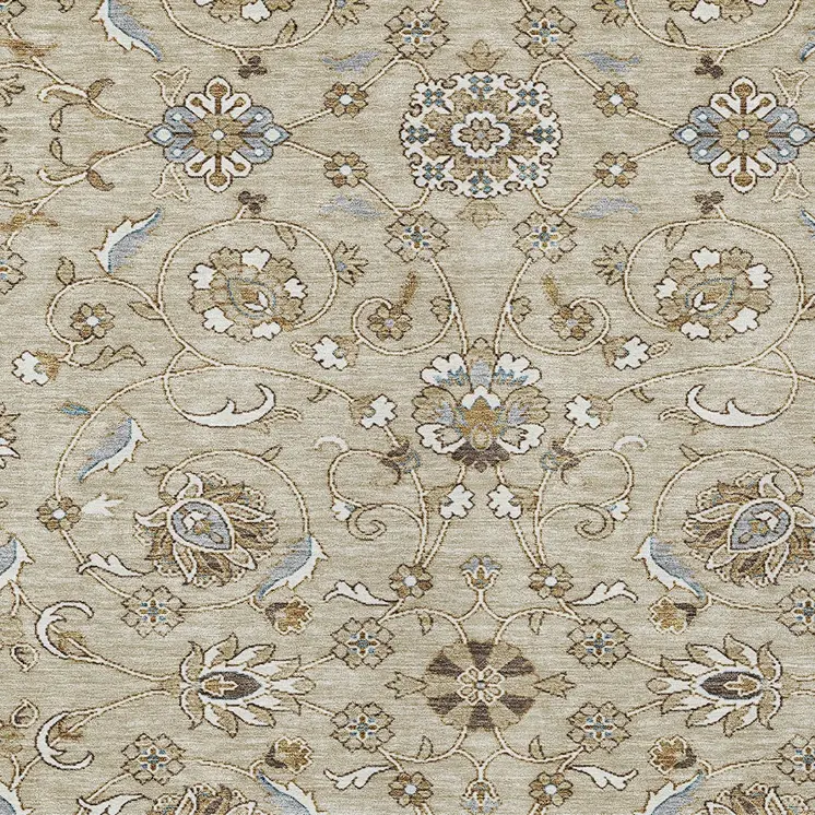 9' X 12' Beige Blue And Brown Moroccan Washable Indoor Outdoor Area Rug