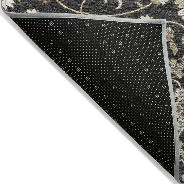 3' X 5' Black Brown And Ivory Moroccan Washable Indoor Outdoor Area Rug