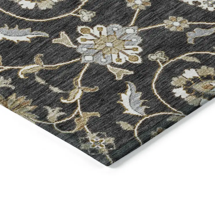 3' X 5' Black Brown And Ivory Moroccan Washable Indoor Outdoor Area Rug