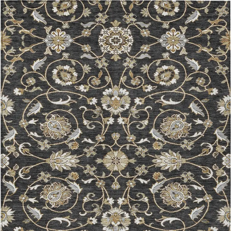 3' X 5' Black Brown And Ivory Moroccan Washable Indoor Outdoor Area Rug