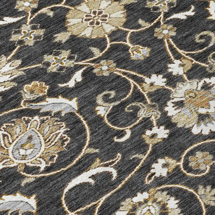 3' X 5' Black Brown And Ivory Moroccan Washable Indoor Outdoor Area Rug