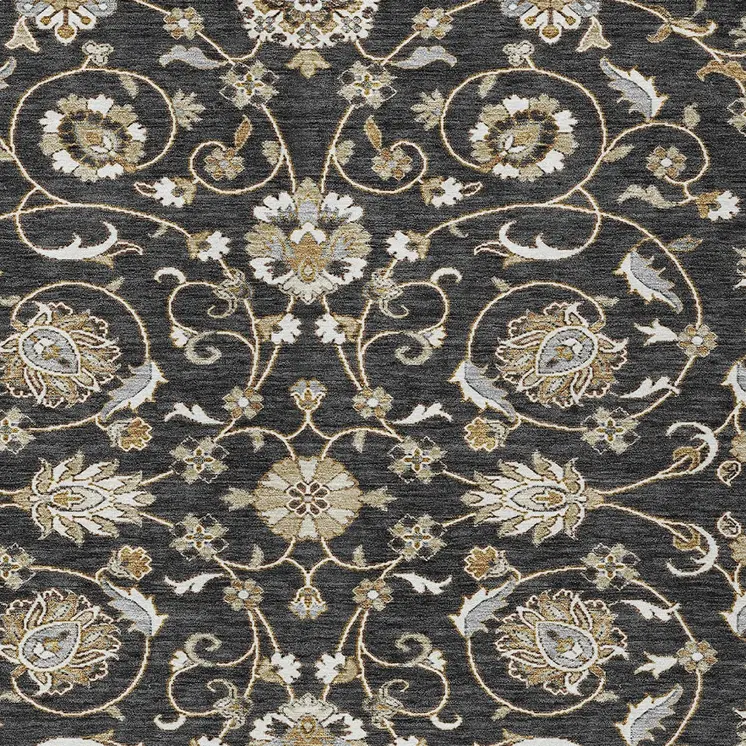 8' X 10' Black Brown And Ivory Moroccan Washable Indoor Outdoor Area Rug