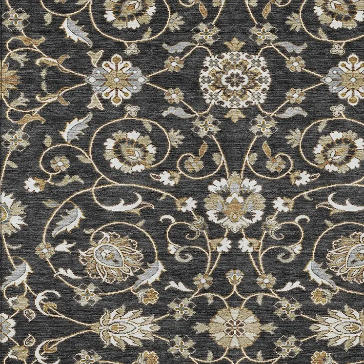 9' X 12' Black Brown And Ivory Moroccan Washable Indoor Outdoor Area Rug