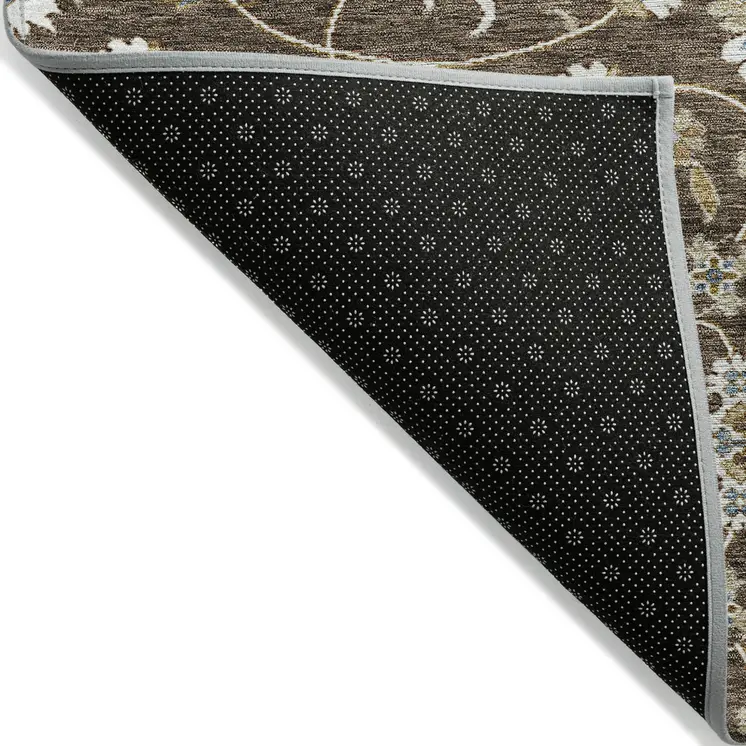 3' X 5' Chocolate Ivory And Gray Moroccan Washable Indoor Outdoor Area Rug