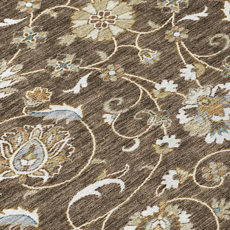 3' X 5' Chocolate Ivory And Gray Moroccan Washable Indoor Outdoor Area Rug