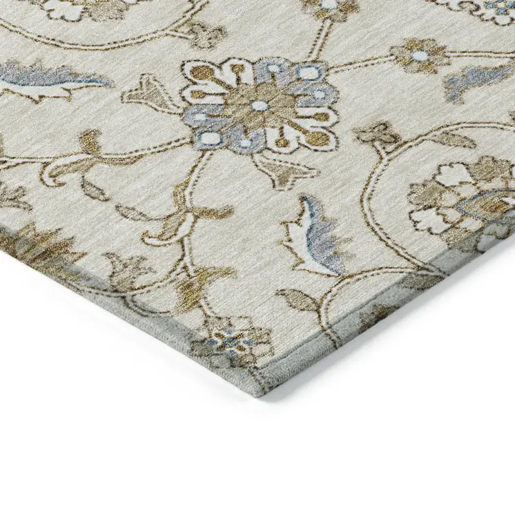 8' X 10' Ivory Brown And Gray Moroccan Washable Indoor Outdoor Area Rug