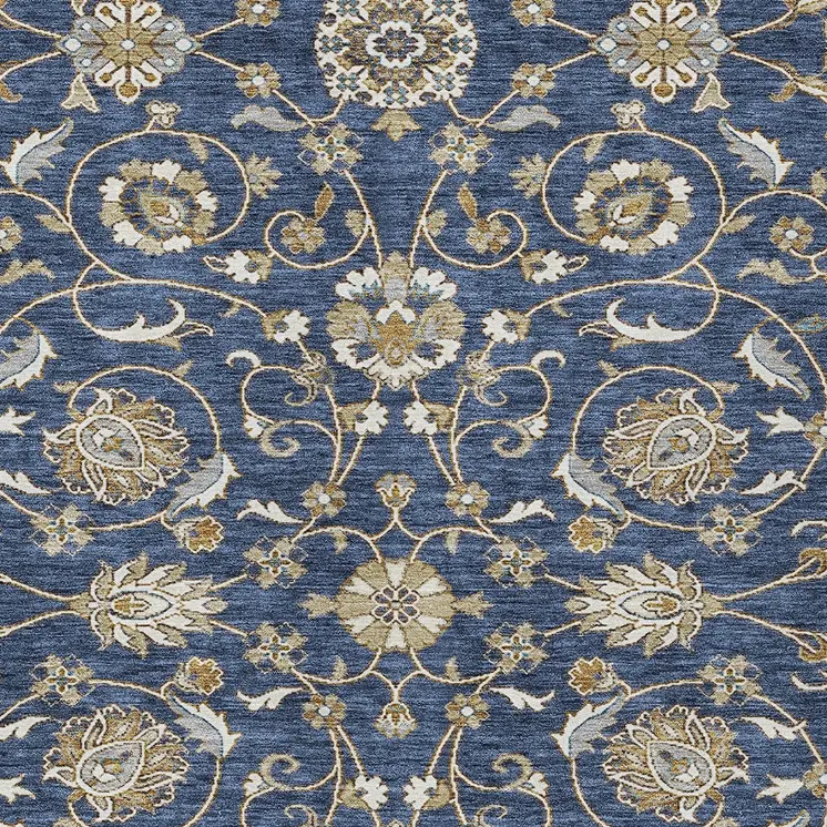 3' X 5' Navy Blue Brown And Ivory Moroccan Washable Indoor Outdoor Area Rug